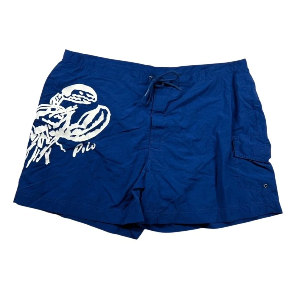 Vintage Polo Ralph Lauren Trunks Mens 38 Lobster Graphic Swim Board Shorts 90s
